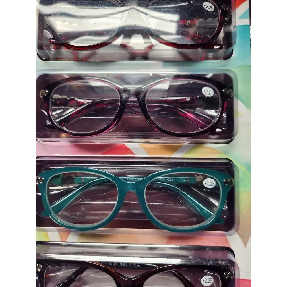 Optic 55 women's reading glasses +2.25 pack of 4 unopened new